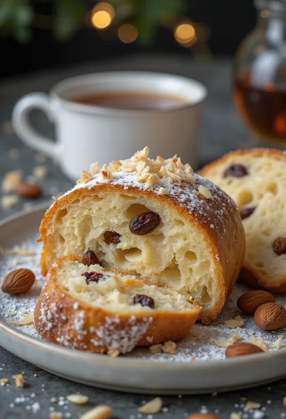Kókuszos Stollen tálalva