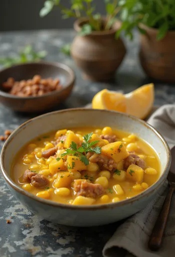 Locro criollo, gazdag húsleves zöldségekkel és babbal