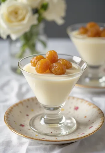 Rumos-mazsolás panna cotta tálalva