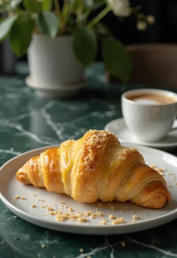 Sajtos-tejfölös croissant tálalva
