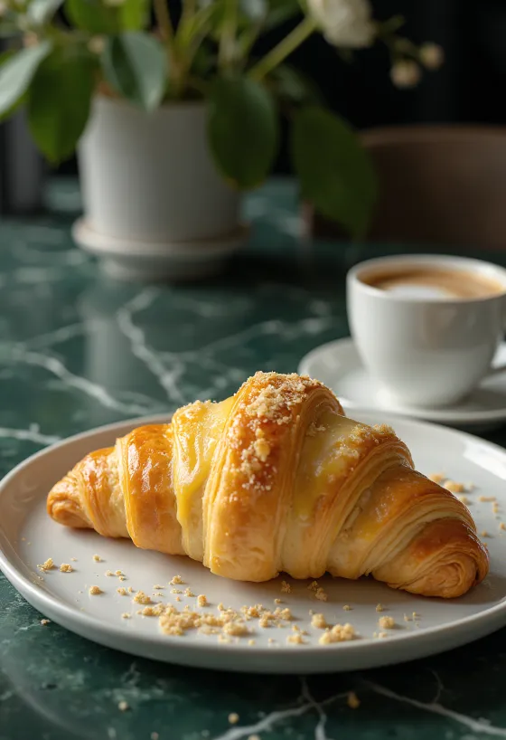 Sajtos-tejfölös croissant tálalva