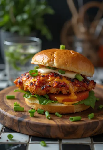 Csípős Piri-Piri Burger tálalva