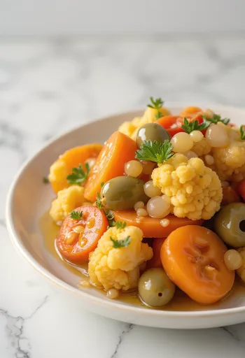 Édes-savanyú giardiniera tálalva