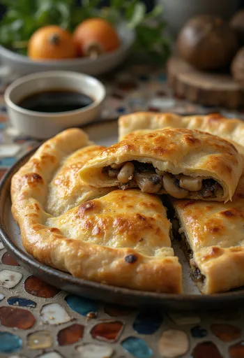 Frissen sült erdei gombás calzone