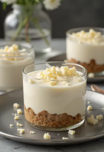 Fehércsoki mousse torta szeletekkel tálalva
