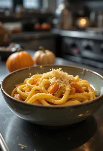 Hokkaido sütőtök tésztával, reszelt parmezánnal és rozmaringgal