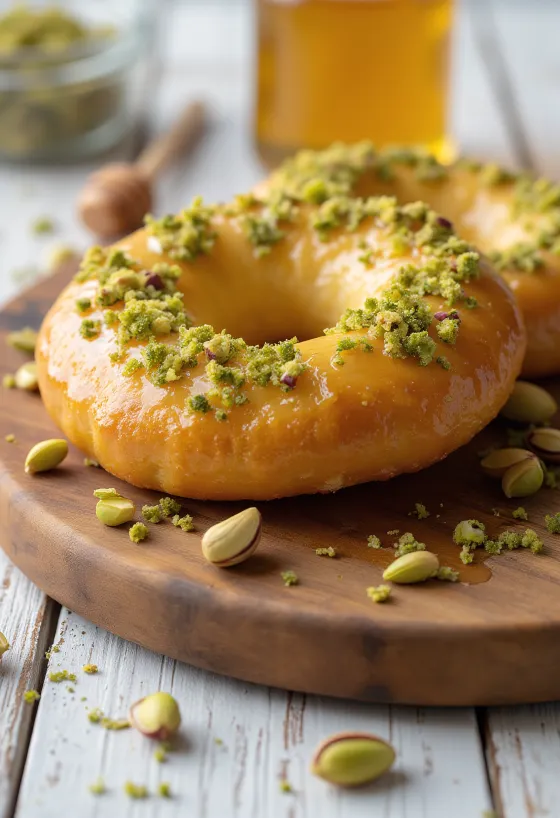 Frissen sült mézes-pisztáciás bagel