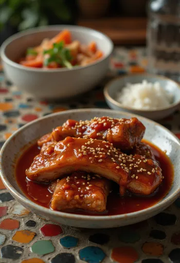 Spicy Galbi, koreai csípős marhahús pácban, szezámmaggal