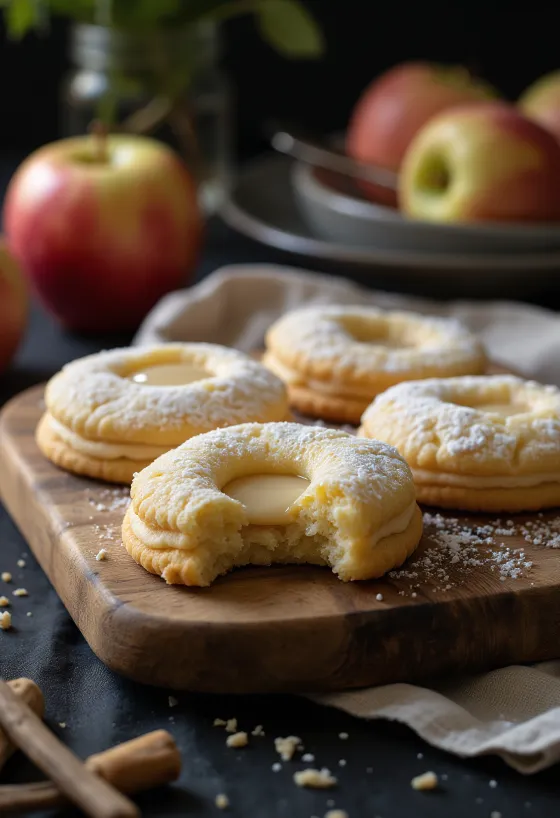 Almás-vaníliás linzer tálalva