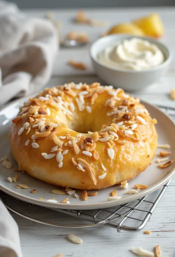 Frissen sült ananászos-kókuszos bagel