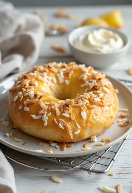 Frissen sült ananászos-kókuszos bagel