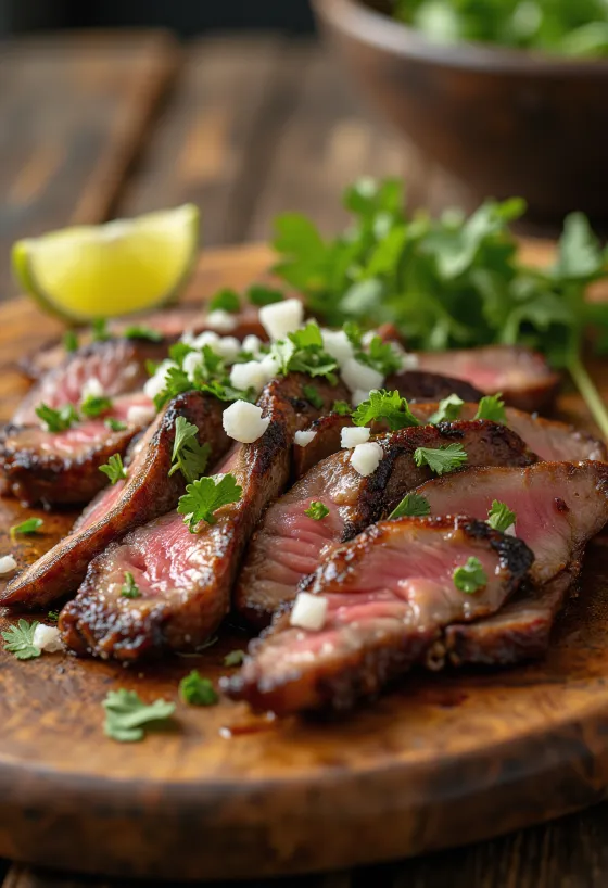 Carne asada tálalva tortillával és salátával