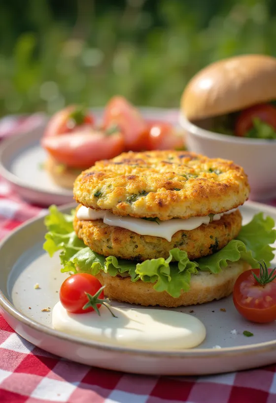 Cukkinis Burger tálalva