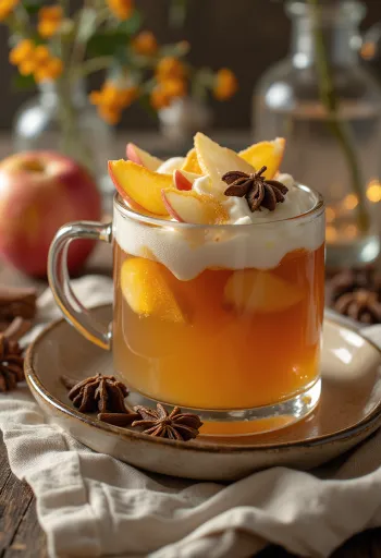 Forralt alma cider pohárban tálalva