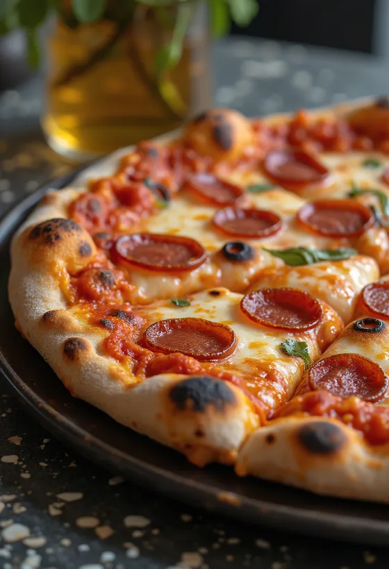 Füstölt sajt és pepperoni pizza frissen sütve