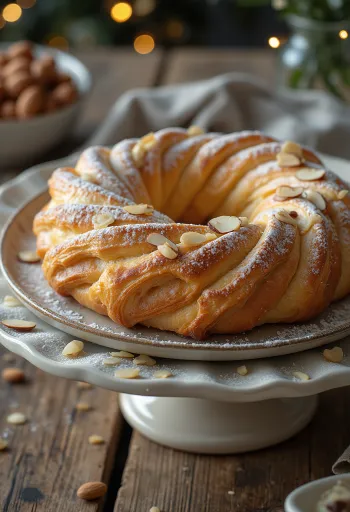 Kringle mandulás töltelékkel, fahéjas cukorral megszórva