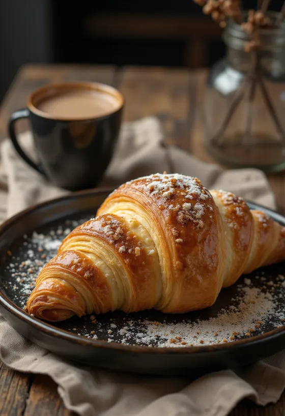 Mézeskalács ízesítésű croissant tálalva