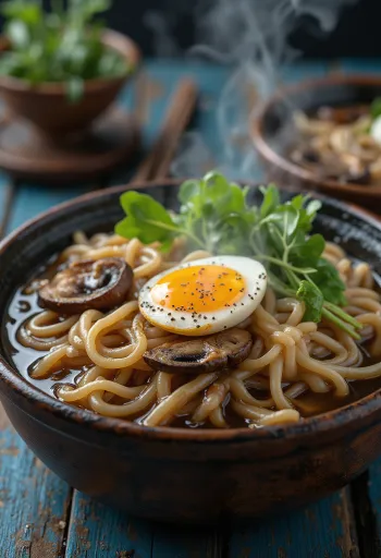 Miso nikomi udon frissen tálalva, gazdag miso alapú levesben, friss tésztával és zöldségekkel