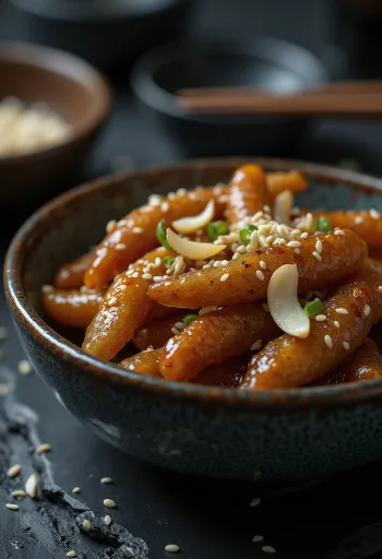 Myulchi Bokkeum koreai szardínia étel tálalva