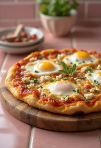 Shakshuka pizza tojásos-paradicsomos alappal és fűszeres ízvilággal