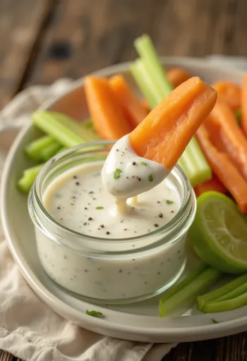 Ranch dressing tálalva friss zöldségekkel