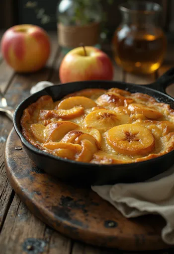 Apfelpfannkuchen, német almás palacsinta tálalva