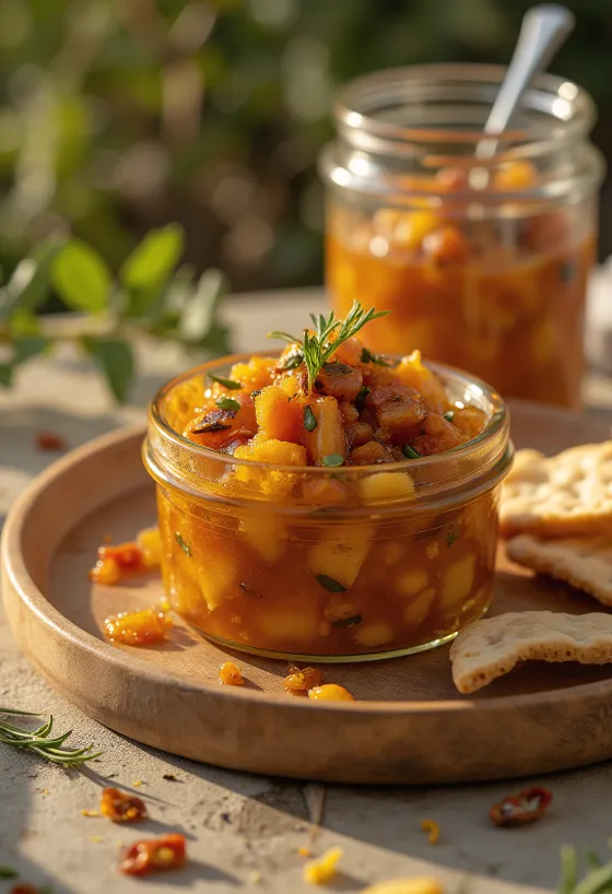 BBQ grillezett ananászos chutney tálalva