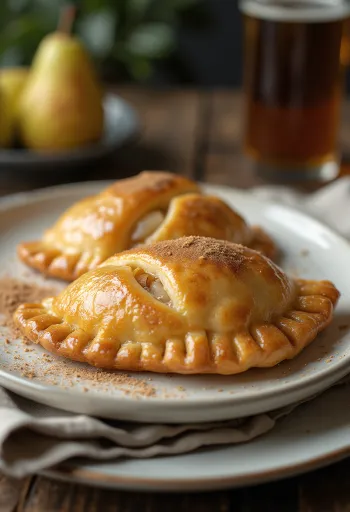 Chilean Empanada de Pera, perás empanada, aranybarna tésztában