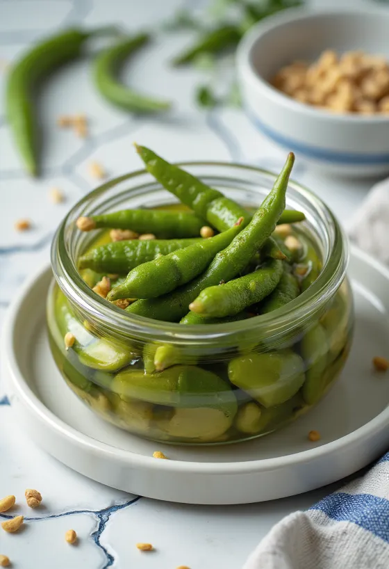 Fűszeres savanyított okra üvegben
