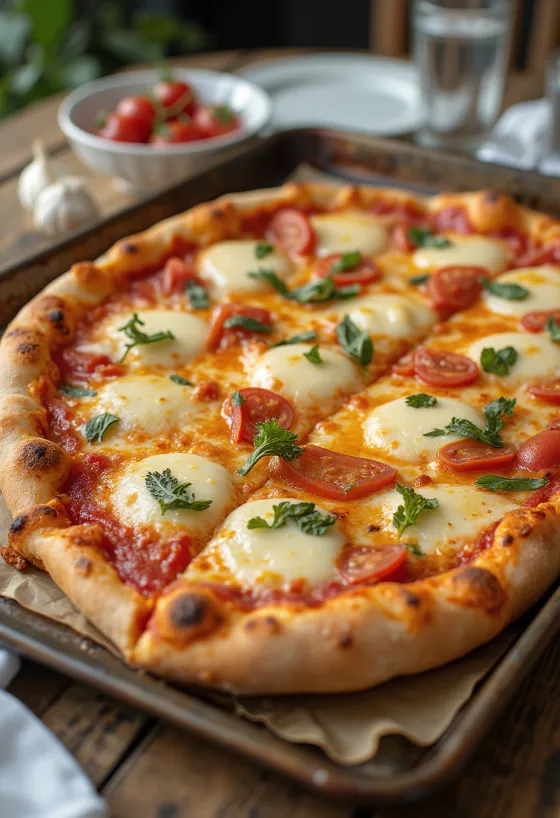 Grandma pizza hosszúkás tésztával és sajttal