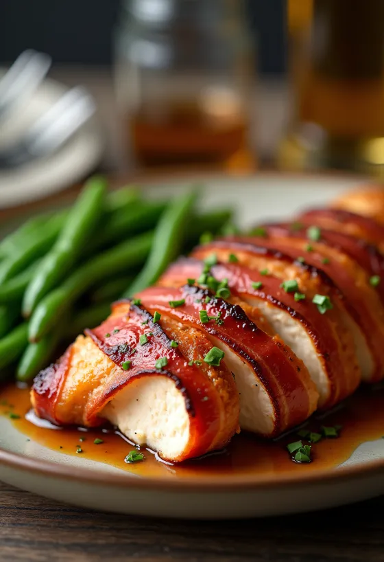 Keto baconbe tekert csirke