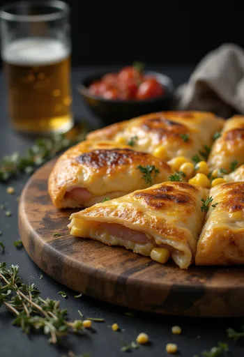 Sonkás-kukoricás calzone aranybarnára sütve