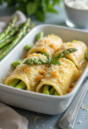 Spárgás és ricottás cannelloni tálalva