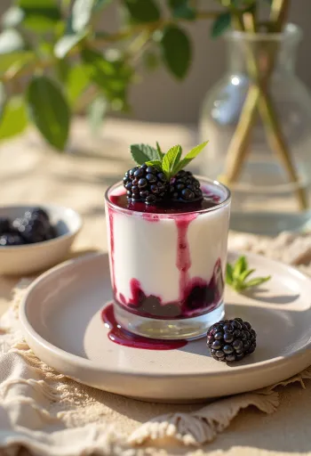 Szedres panna cotta tálalva