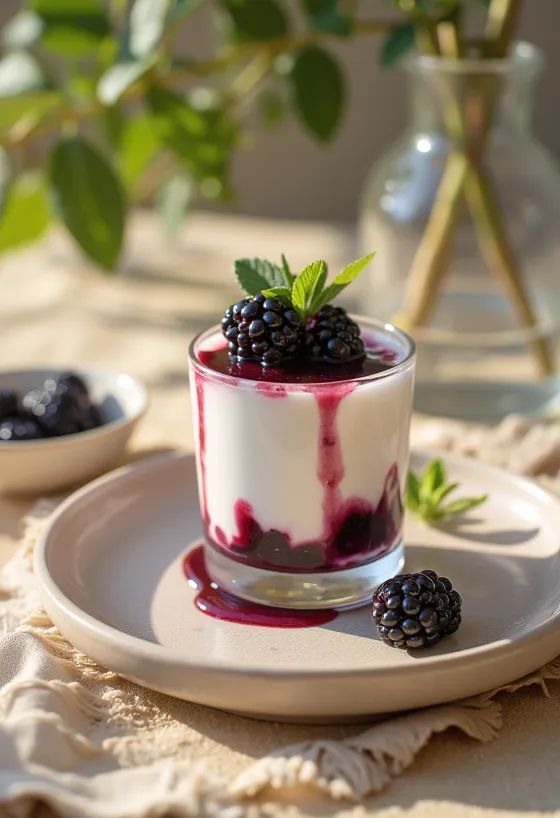 Szedres panna cotta tálalva