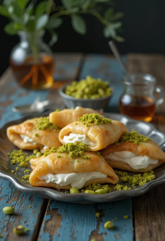 Atayef arab palacsinta tálalva
