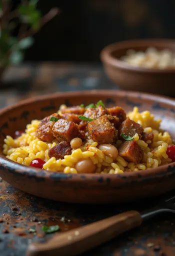 Baião de Dois carne seca-val, korianderrel megszórva