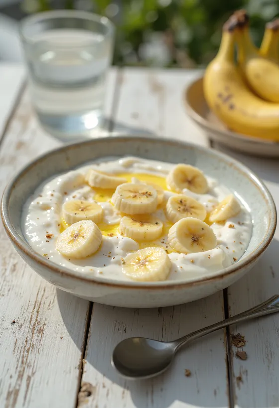 Banános raita tálalva, joghurtos és frissítő szósz banánnal és fűszerekkel