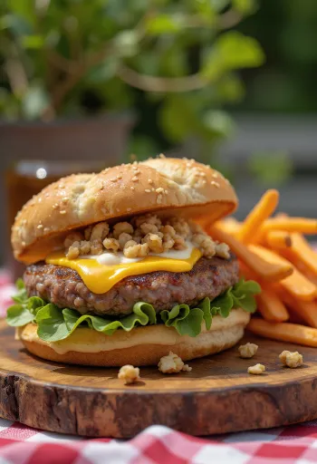 Diókrémes burger tálalva