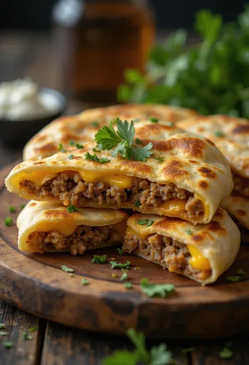 Haggis quesadilla, ropogós tortilla aranybarnára sütve, zöldségekkel és sajttal töltve