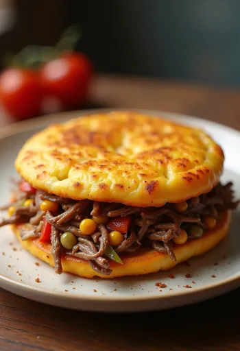 Keto venezuelai reszelt marhahúsos arepa