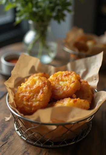 Frissen készült Onion Bhaji, ropogós hagyma golyókkal