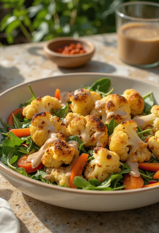 Sült karfiol saláta tahini öntettel