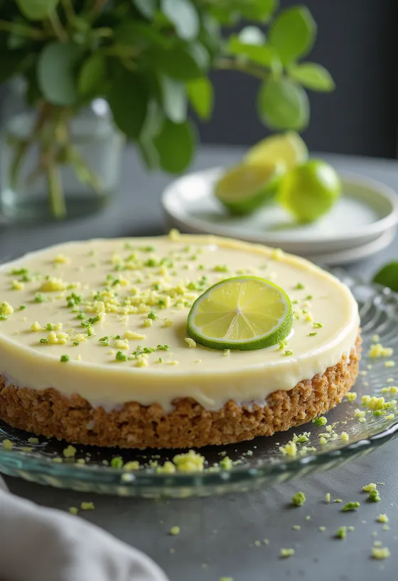 Vegán lime torta szeletekkel tálalva