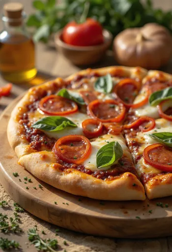 BBQ szószos Diavola pizza tálalva