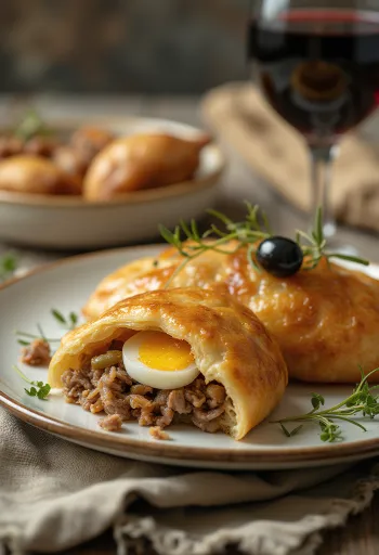 Chilean Empanada de Pino, chilei húsos empanada kukoricával, aranybarna tésztában