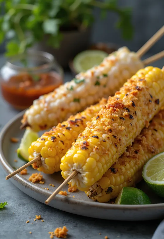 Elote grillezett kukorica lime-mal és korianderrel