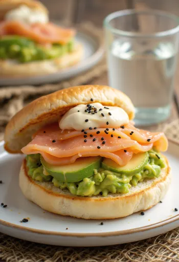 Lazacos és avokádós bao bun tálalva