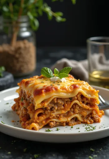 Olasz lasagne szaftos paradicsomos darált hússal és krémes besamellel rétegezve