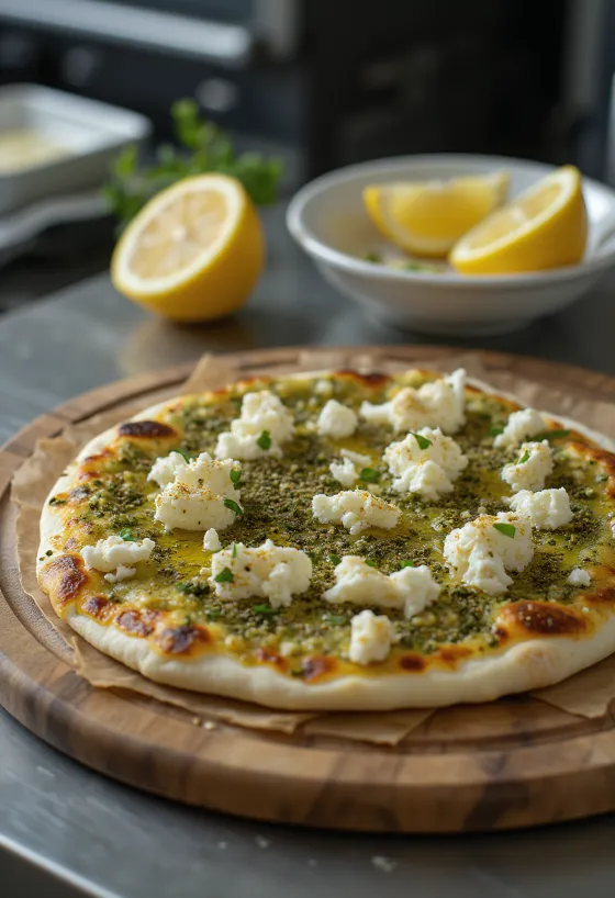Zaataros pizza fűszeres tésztával és sajttal